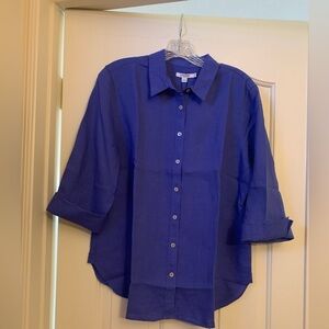 Chico’s No-iron Linen Button-Up Shirt size 2(L-12).